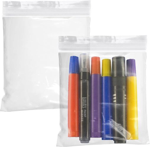 Pack of 50 Polypropylene Zipper Bags 6 x 6. Thickness 2 mil. Clear Seal Top Bags 6x6. High Clarity Food Storage Bags for Industrial; Food Service.