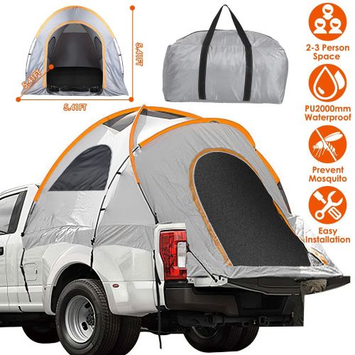 Truck Bed Tent Waterproof Windproof Pickup Truck Tent with Carry Bag 5.41-6.56FT Bed Rainfly PU2000mm Waterproof for Camping Travel Truck Bed Tent Waterproof Windproof Pickup Truck Tent with Carry Bag 5.41-6.56FT Bed Rainfly PU2000mm Waterproof for Camping Travel