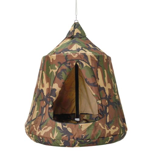 Hanging Tree Tent, 330 LBS Capacity Hanging Tent Swing for Indoor and Outdoor Hammock Sensory Swing Chair w/LED Lights String, Inflatable Base